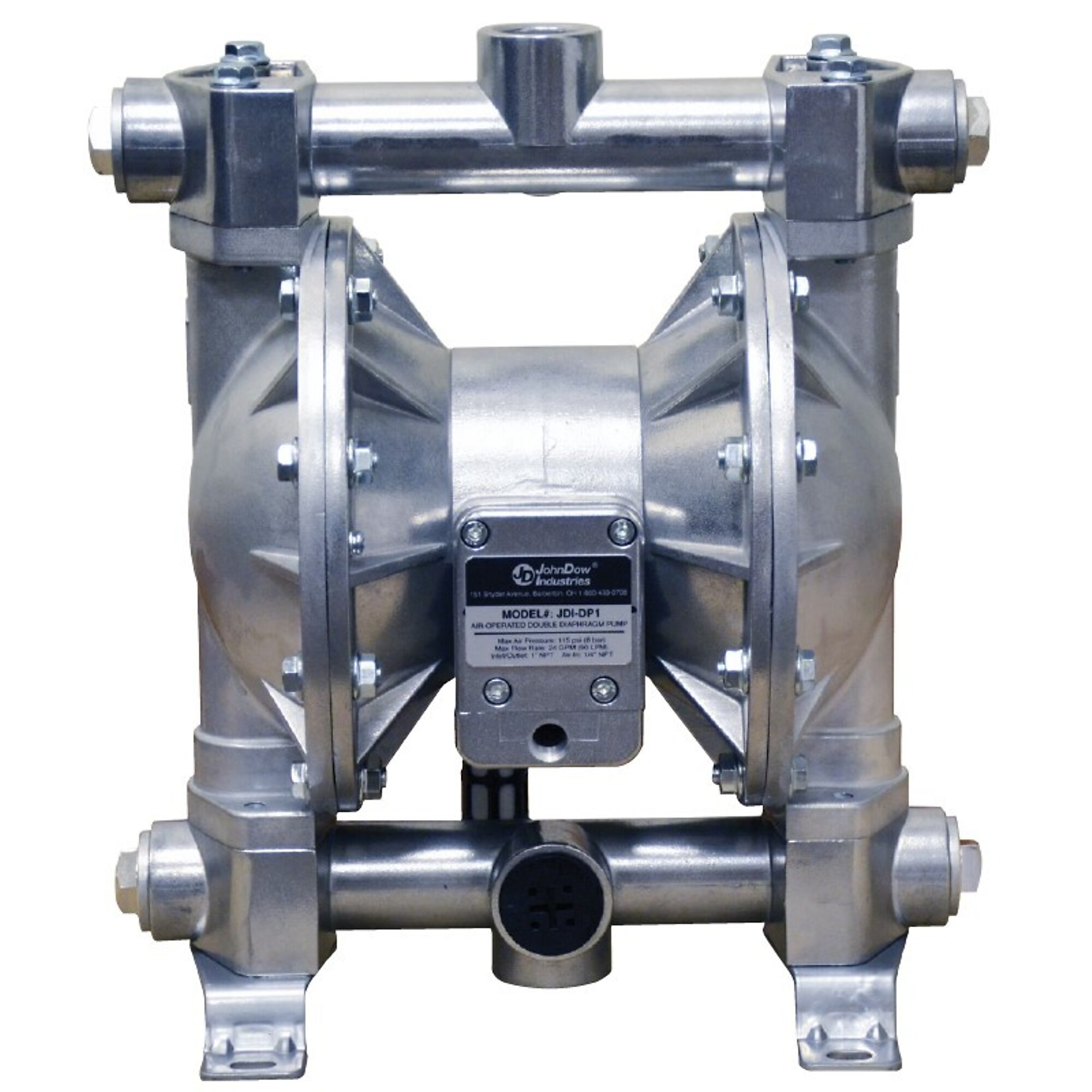 JohnDow Industries, 1in. Air Operated Diaphragm Pump, Flow 24 GPM, Inlet Port 1 in, Model# JDI-DP1